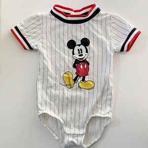 Zara Kids Disney Mickey Mouse red, white, blue striped baby bodysuit onesie
